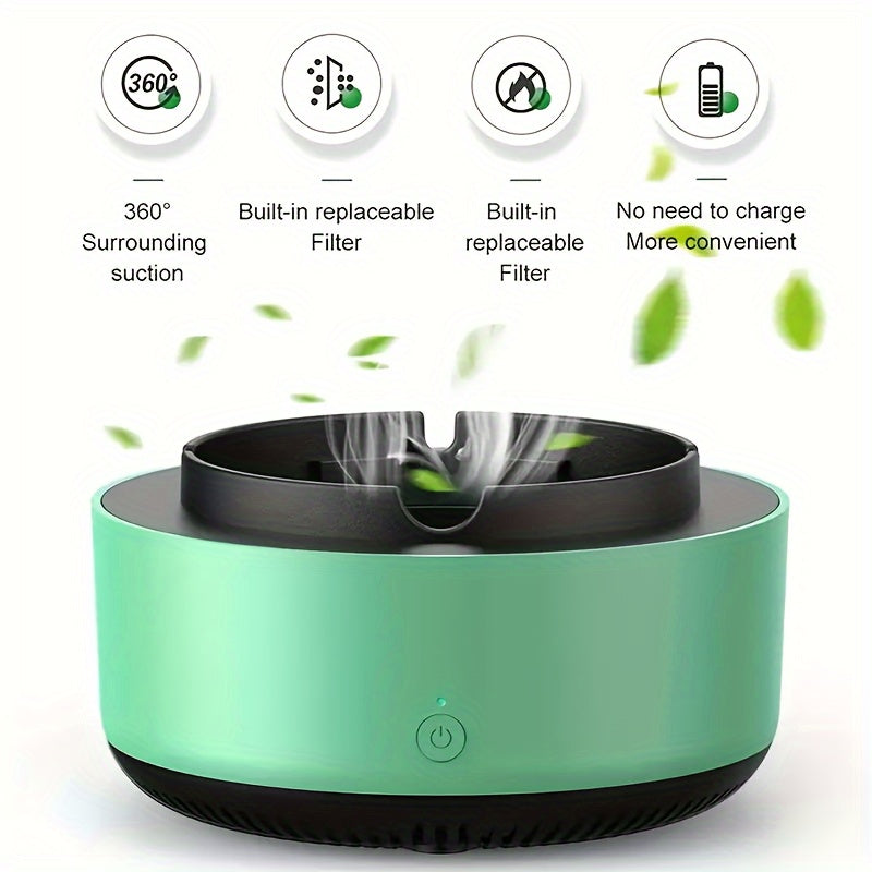 Smart Ashtray Air Purifier - Instantly Eliminates Second-Hand Smoke & Odors, Battery Operated (AA Batteries Not Included), Perfect for Home Gadgets & Unique Gifts